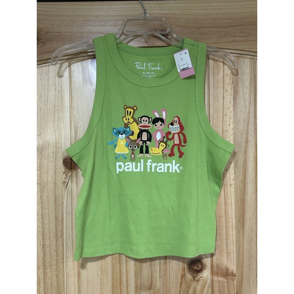 Paul Frank Girls Green Tank Top Julius Monkey Size XL NWT Ribbed